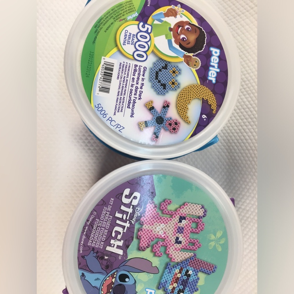 2 Bucket of Perler Fused Bead Kit 1 Disney Stitch & 1 Glow-in-the-Dark Crafts